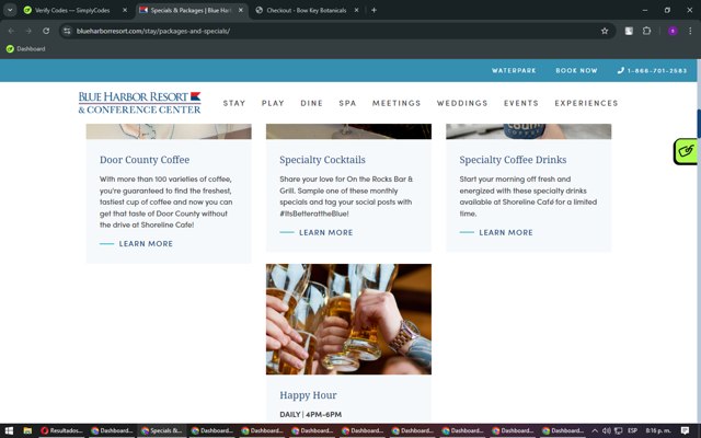 Blue Harbor Resort checkout page showing Blue Harbor Resort promo code box | Screenshot taken by SimplyCodes community member on Jan 14, 2025