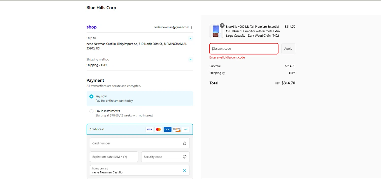 Blue Hills promo code screenshot showing code LABOR20 applied at Blue Hills checkout page. Uploaded by SimplyCodes community member larenacida on Sep 2, 2025