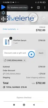 CHELSEAALANAA coupon verification screenshot