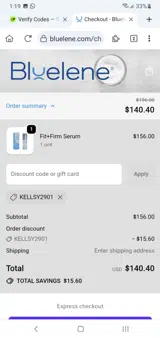 KELLSY2901 coupon verification screenshot