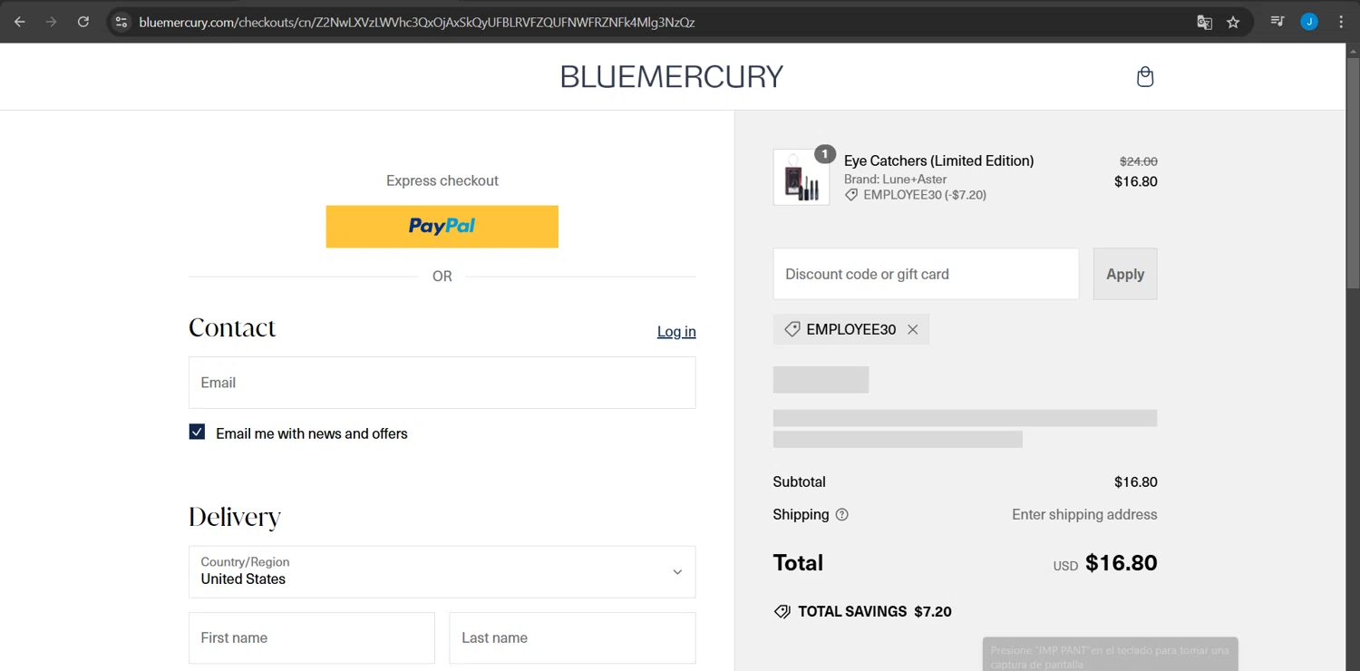 where to use Bluemercury promo code box