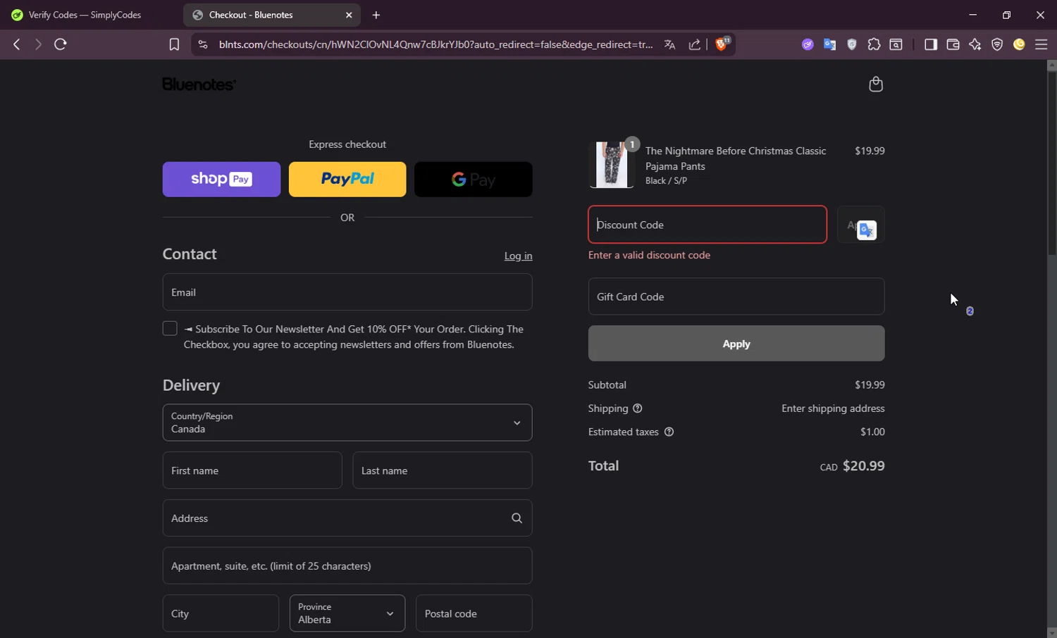 Bluenotes promo code screenshot showing code EXTRA10 applied at Bluenotes checkout page. Uploaded by SimplyCodes community member Jisus007 on Aug 25, 2025