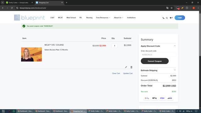 Blueprint Tutoring checkout page showing Blueprint Tutoring promo code box | Screenshot taken by SimplyCodes community member on Aug 9, 2025