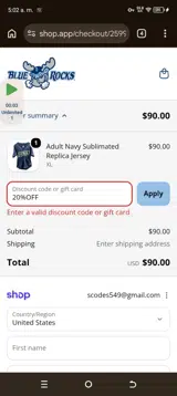 Wilmington Blue Rocks coupon verification screenshot
