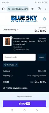 Blue Sky Fitness Supply coupon verification screenshot