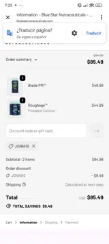 JONNI10 coupon verification screenshot