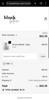 Blush Lotus coupon verification screenshot