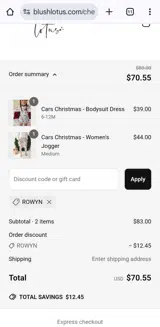 Blush Lotus coupon verification screenshot