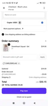 Blush Lotus coupon verification screenshot