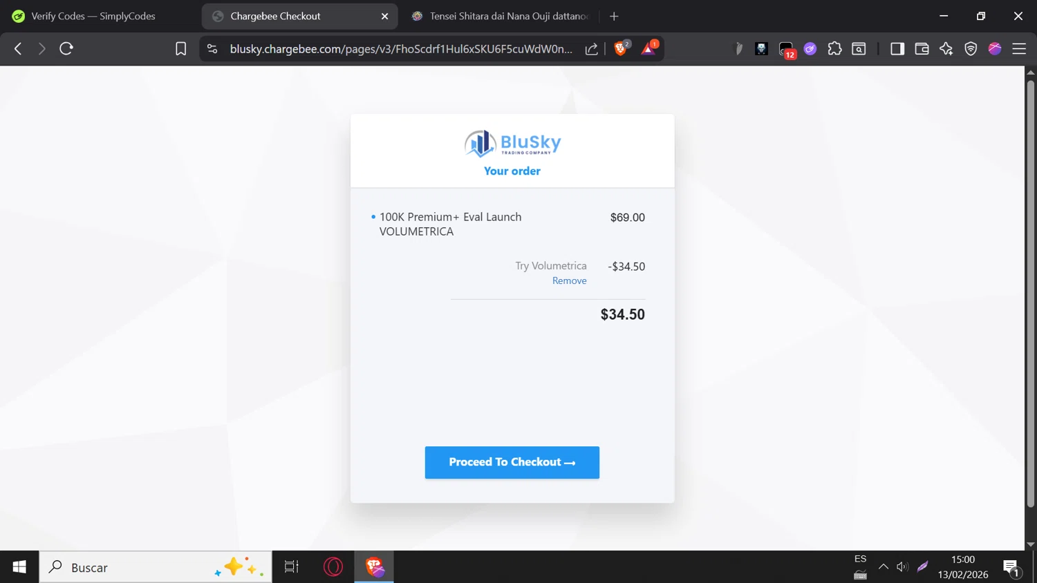 BluSky checkout page showing BluSky promo code box | Screenshot taken by SimplyCodes community member on Feb 13, 2026