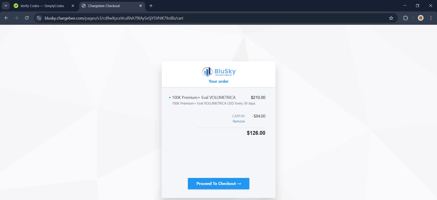 BluSky checkout page showing BluSky promo code box | Screenshot taken by SimplyCodes community member on Feb 3, 2026