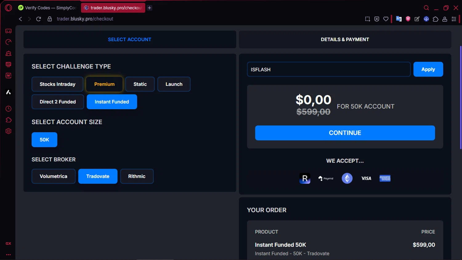 BluSky checkout page showing BluSky promo code box | Screenshot taken by SimplyCodes community member on Feb 16, 2026