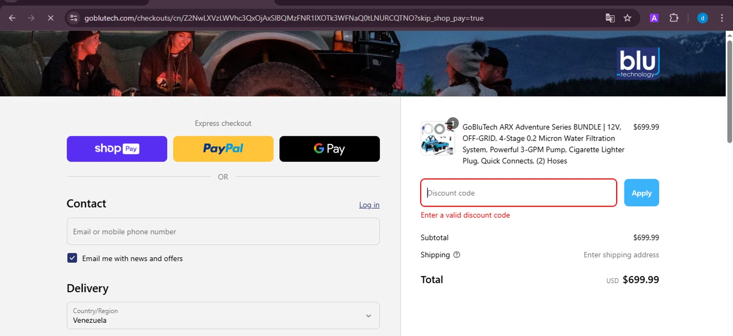 Blu Technology discount code screenshot showing code R2HXGEJKKKDR6GEYX applied at Blu Technology checkout page. Uploaded by SimplyCodes community member ShieldKnight4744 on Mar 19, 2025