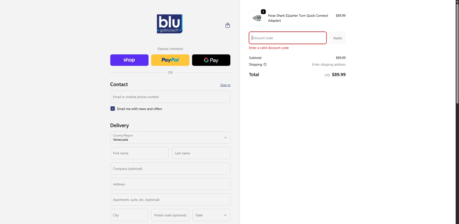 Blu Technology discount code screenshot showing code Water25 applied at Blu Technology checkout page. Uploaded by SimplyCodes community member TreasureHero9595 on Nov 25, 2025