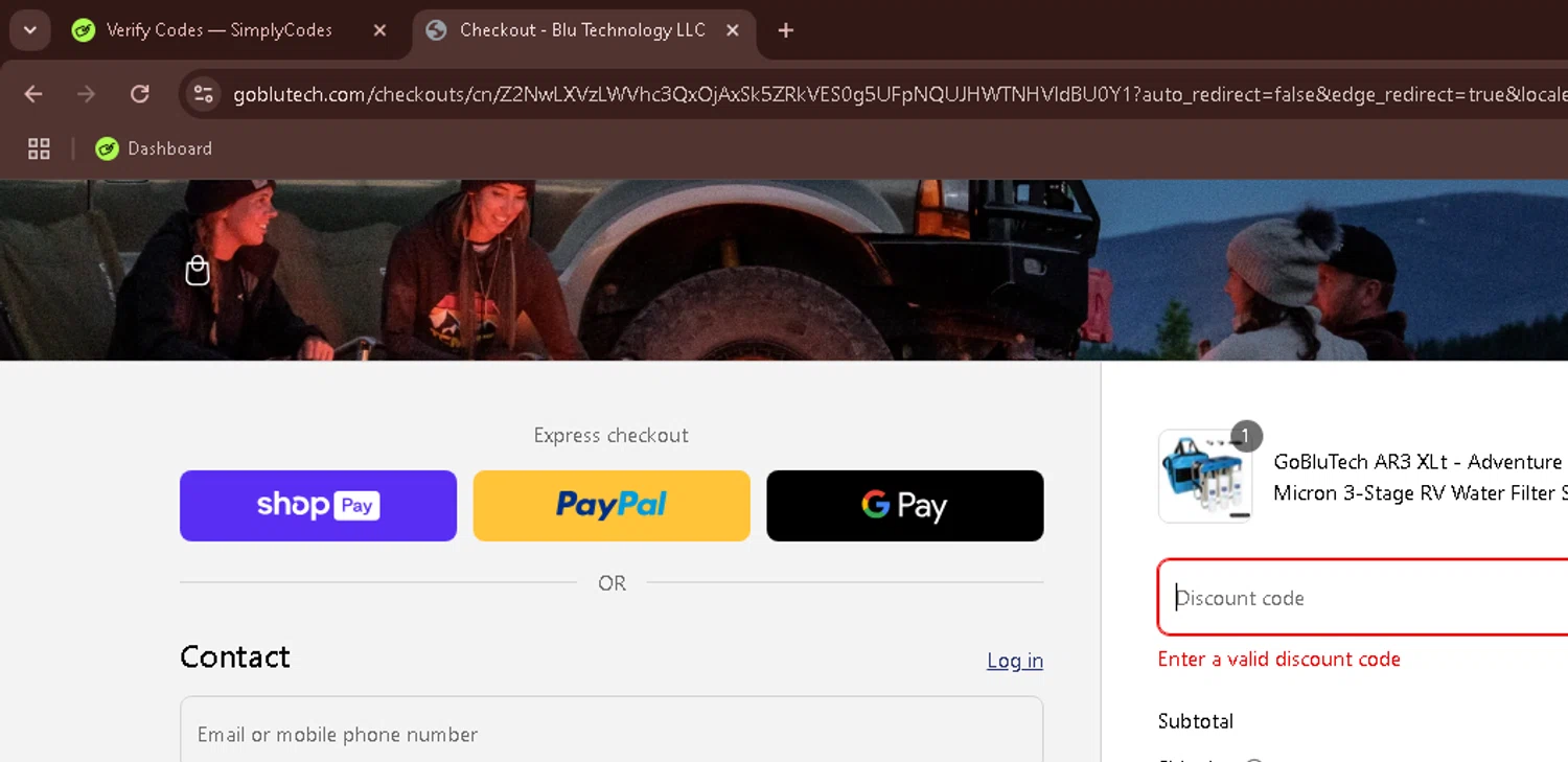 Blu Technology discount code screenshot showing code FYW applied at Blu Technology checkout page. Uploaded by SimplyCodes community member PumDaniel on Mar 9, 2025