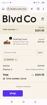 DOGS10 coupon verification screenshot