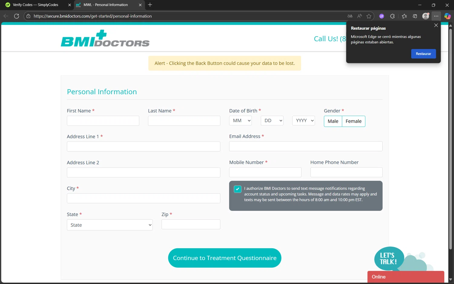 BMI Doctors promo code screenshot showing code 40bmi40 applied at BMI Doctors checkout page. Uploaded by SimplyCodes community member Yuyu12 on Oct 9, 2025