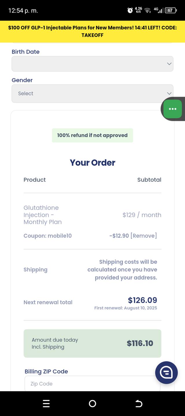 bmiMD checkout page showing bmiMD coupon code box | Screenshot taken by SimplyCodes community member on Jul 10, 2025