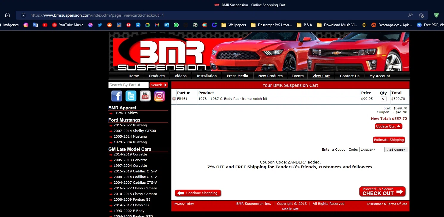 where to use BMR Suspension promo code box