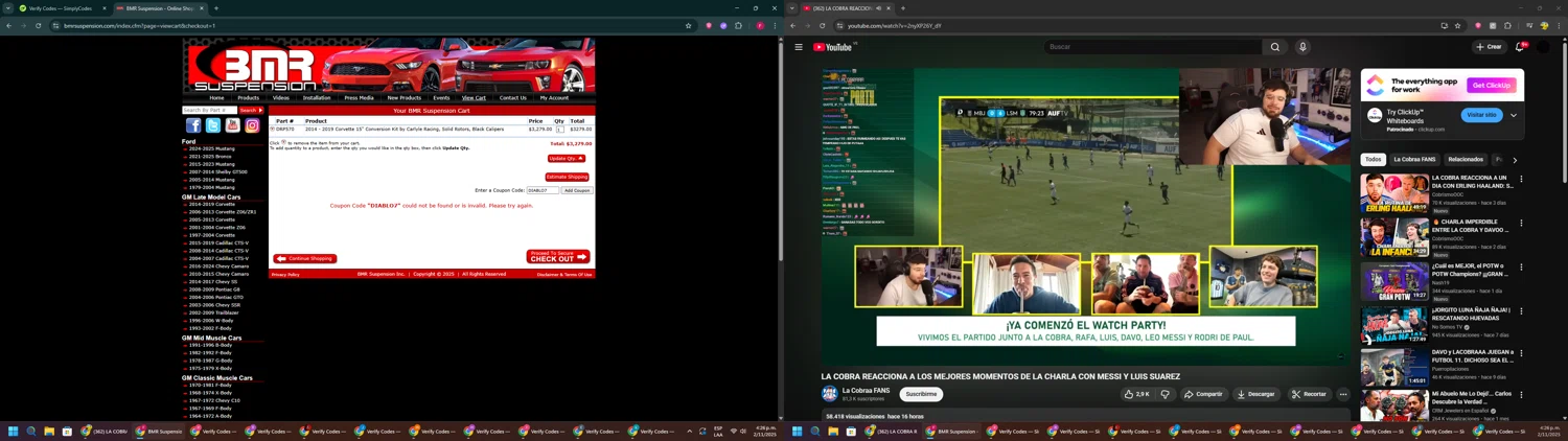 BMR Suspension discount code screenshot showing code DIABLO7 applied at BMR Suspension checkout page. Uploaded by SimplyCodes community member ExtraordinaryVirtuoso281 on Nov 2, 2025