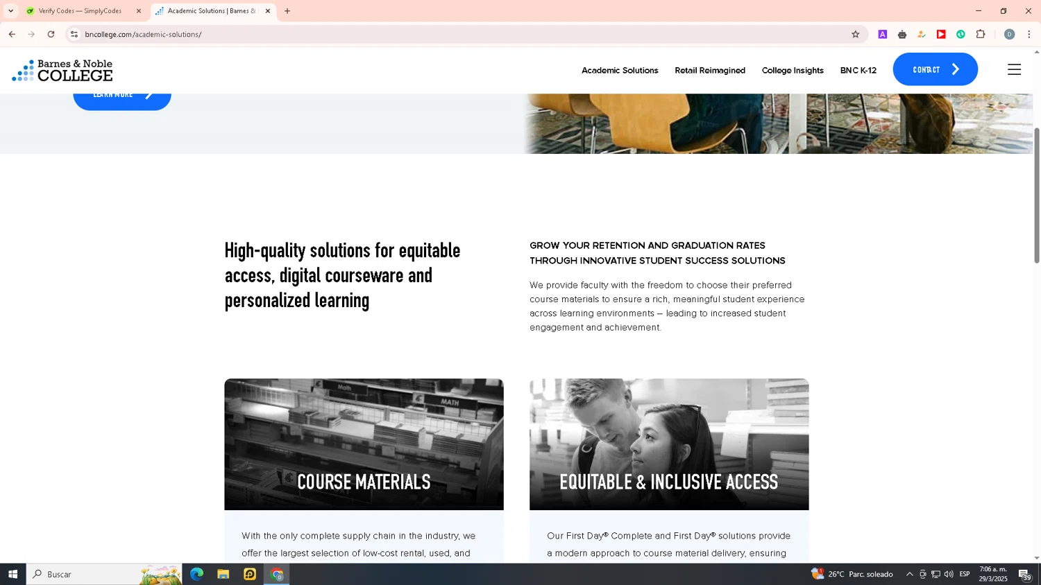 Barnes & Noble College promo code screenshot showing code SPIRITBMSM applied at Barnes & Noble College checkout page. Uploaded by SimplyCodes community member ELChasis on Mar 29, 2025