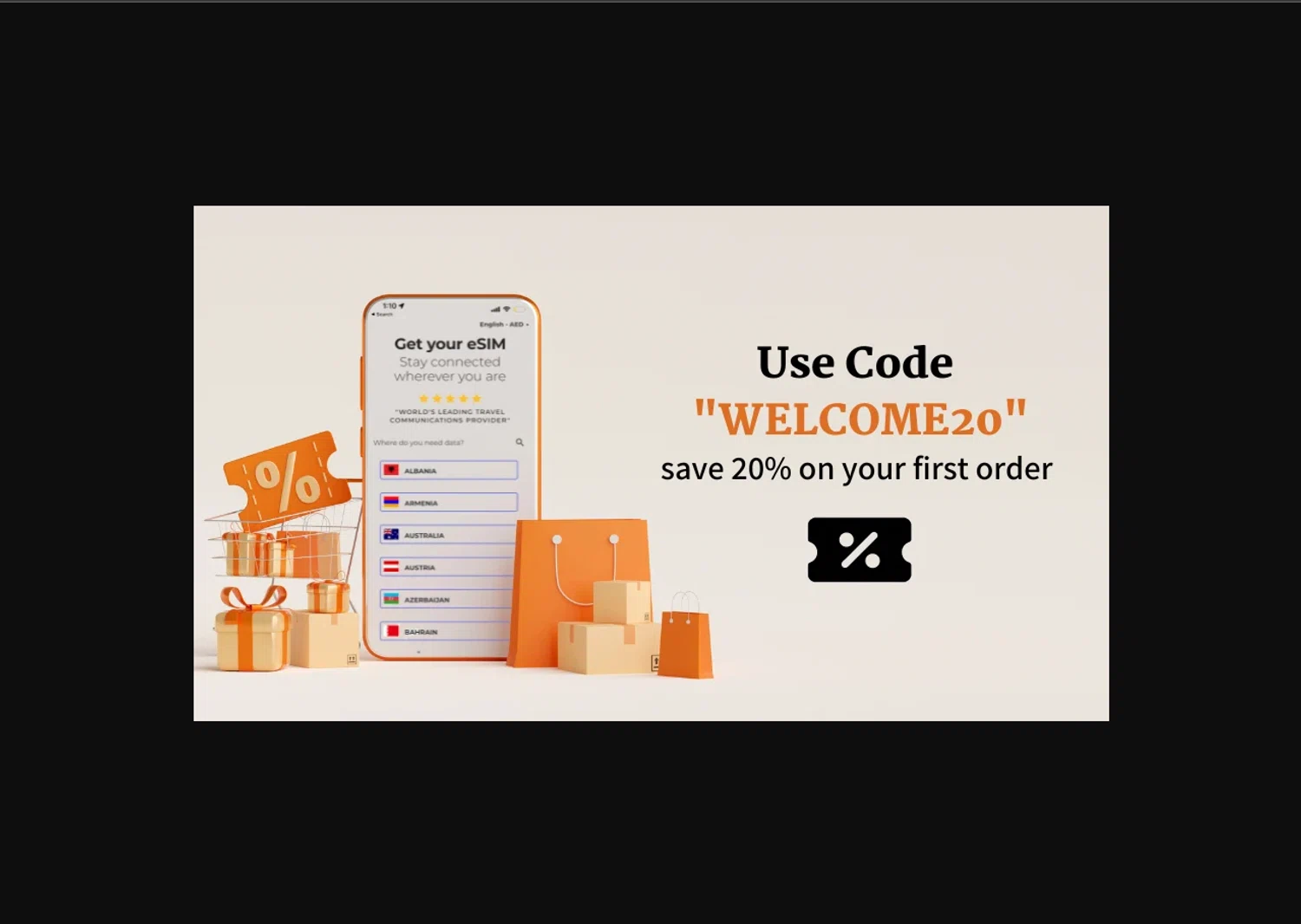 BNESIM coupon code screenshot showing code WELCOME20 applied at BNESIM checkout page. Uploaded by SimplyCodes community member GoldPhoenix3793 on Dec 13, 2025