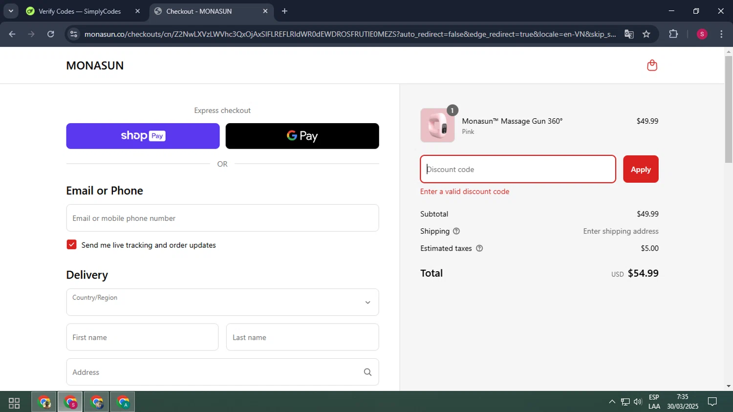 BNE travel eSIM promo code screenshot showing code SELFLOVE applied at BNE travel eSIM checkout page. Uploaded by SimplyCodes community member ELVERDEDESAMP on Mar 30, 2025