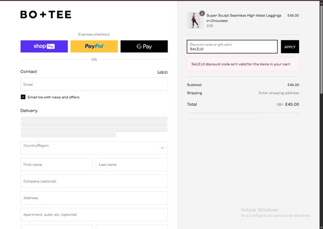Bo and Tee checkout page showing Bo and Tee discount code box | Screenshot taken by SimplyCodes community member on Apr 14, 2025