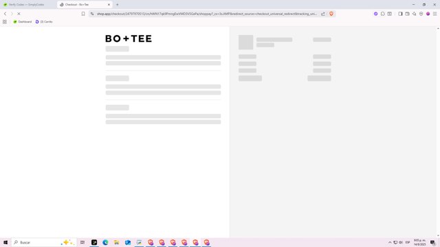 Bo and Tee checkout page showing Bo and Tee discount code box | Screenshot taken by SimplyCodes community member on Aug 15, 2025
