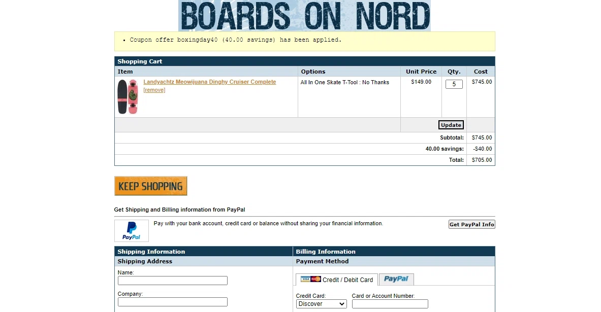 where to use Boards on Nord promo code box