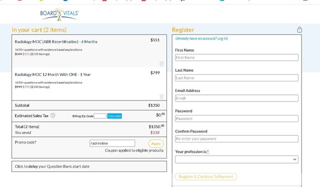 BoardVitals checkout page showing BoardVitals promo code box | Screenshot taken by SimplyCodes community member on Aug 28, 2024
