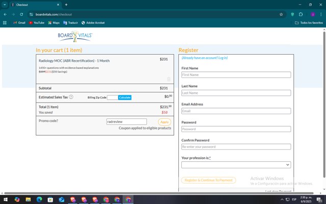 BoardVitals checkout page showing BoardVitals promo code box | Screenshot taken by SimplyCodes community member on Sep 6, 2025