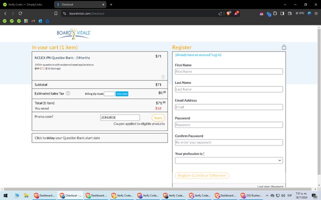BoardVitals checkout page showing BoardVitals promo code box | Screenshot taken by SimplyCodes community member on Jul 18, 2024