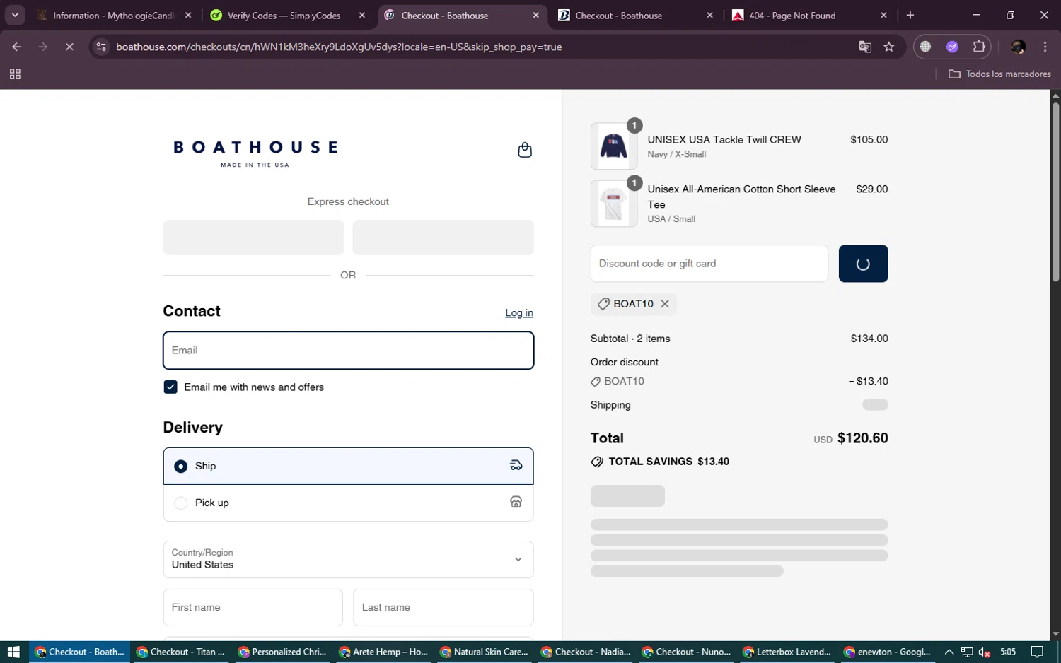 Boathouse Sports promo code screenshot showing code BOAT10 applied at Boathouse Sports checkout page. Uploaded by SimplyCodes community member LegendaryWarden2503 on Aug 13, 2025