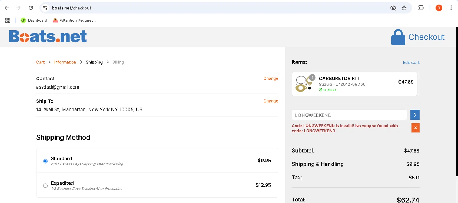 Boats.net promo code screenshot showing code LONGWEEKEND applied at Boats.net checkout page. Uploaded by SimplyCodes community member rodolfocaraballo on May 29, 2025