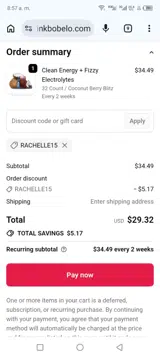 Rachelle15 coupon verification screenshot