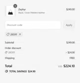 20off coupon verification screenshot