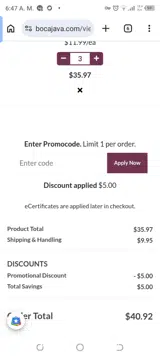 FRESH5 coupon verification screenshot