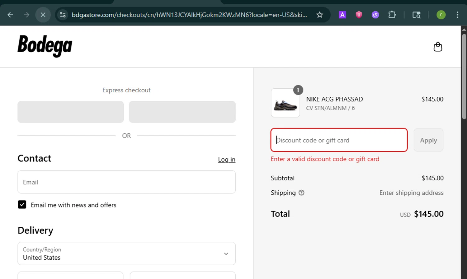 Bodega promo code screenshot showing code Q9QXFF-ACTMBF applied at Bodega checkout page. Uploaded by SimplyCodes community member BonusShopper7805 on Jul 26, 2025