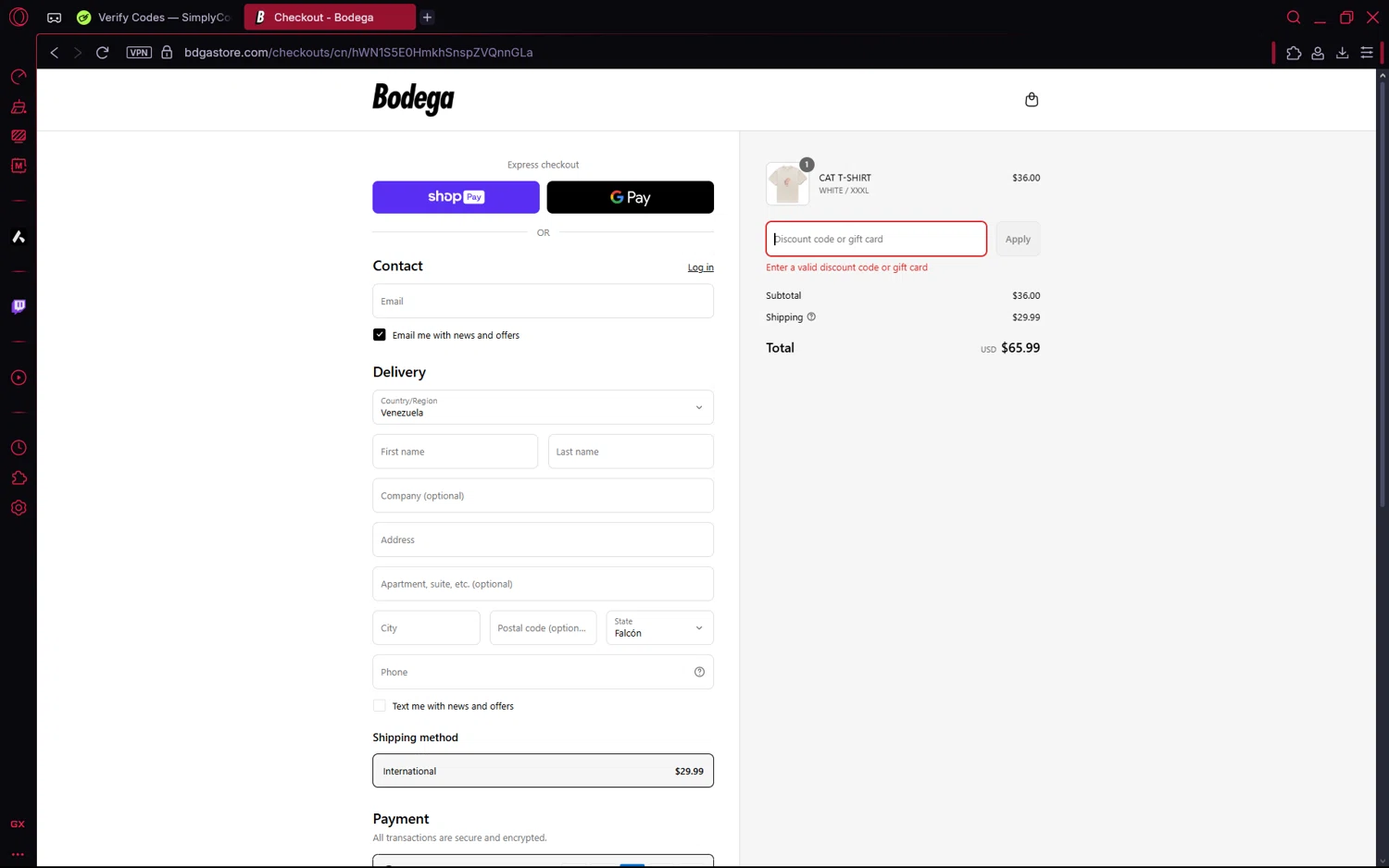 Bodega promo code screenshot showing code bundleup35 applied at Bodega checkout page. Uploaded by SimplyCodes community member frijolito on Aug 5, 2025