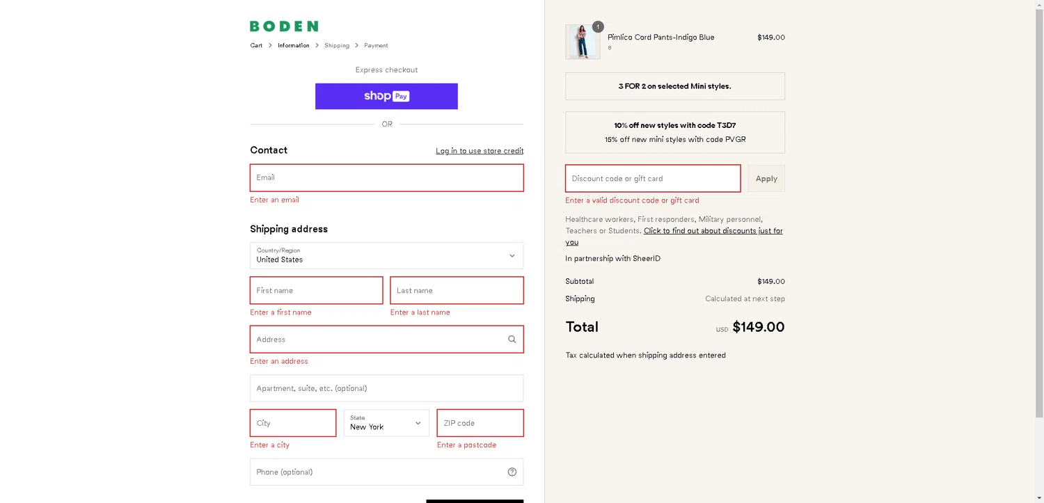 Boden promo code screenshot showing code T4Y8 applied at Boden checkout page. Uploaded by SimplyCodes community member ThriftySentinel6456 on Aug 7, 2025
