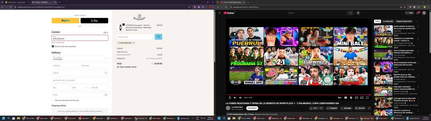 Boderry discount code screenshot showing code W0RLDB0DERRY applied at Boderry checkout page. Uploaded by SimplyCodes community member BrilliantSaver7516 on Sep 18, 2025