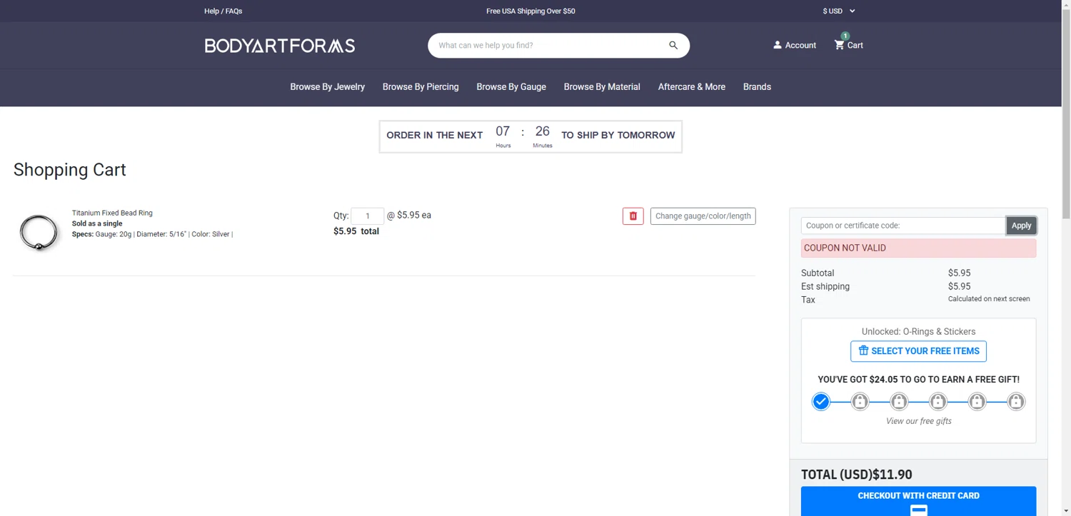 Bodyartforms coupon code screenshot showing code 25MEMDAY applied at Bodyartforms checkout page. Uploaded by SimplyCodes community member CodeAce1208 on Jun 3, 2025