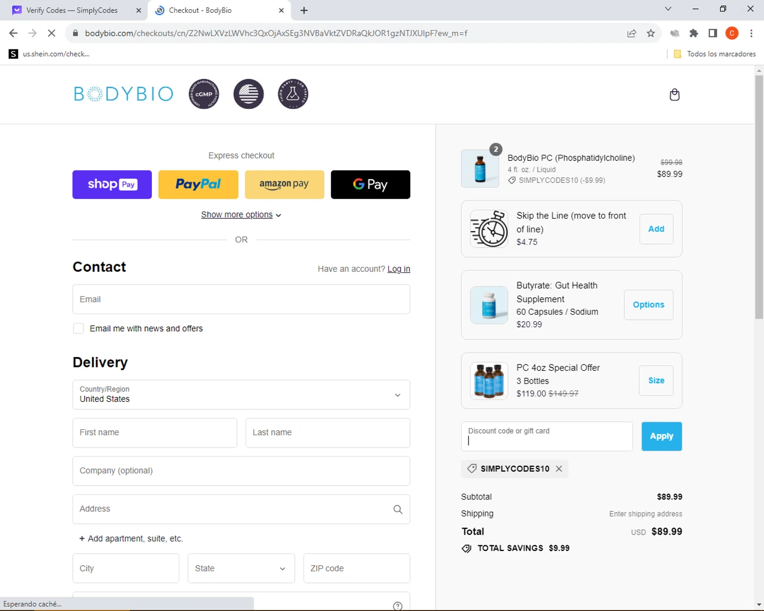 where to use Bodybio promo code box