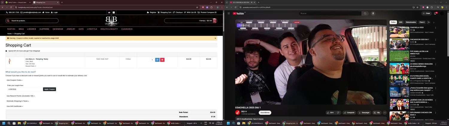 Body Body promo code screenshot showing code LOVE2024 applied at Body Body checkout page. Uploaded by SimplyCodes community member GloriousPioneer2942 on Aug 21, 2025