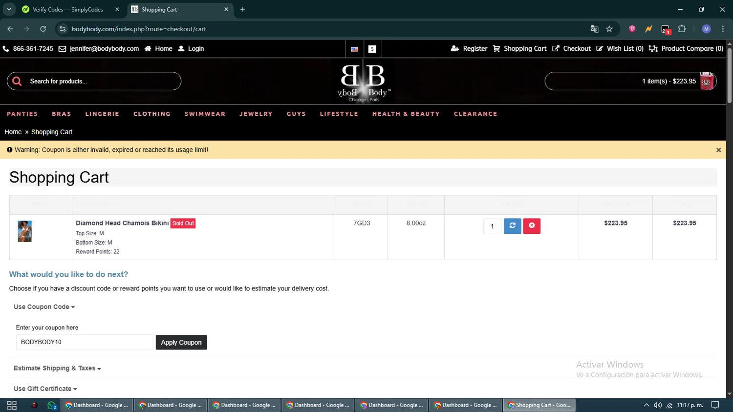 Body Body promo code screenshot showing code BODYBODY10 applied at Body Body checkout page. Uploaded by SimplyCodes community member VoucherCurator824 on Aug 3, 2025
