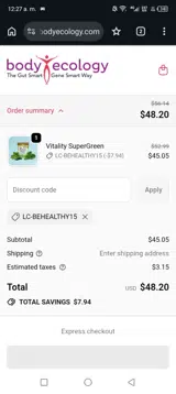 LC-BEHEALTHY15 coupon verification screenshot