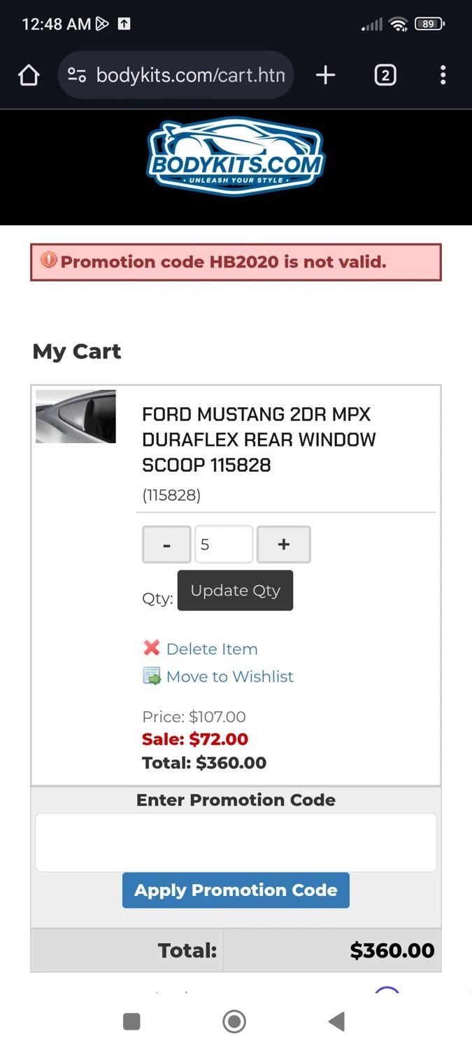 Body Kits promo code screenshot showing code HB2020 applied at Body Kits checkout page. Uploaded by SimplyCodes community member Josechirinopena2808 on Mar 31, 2025