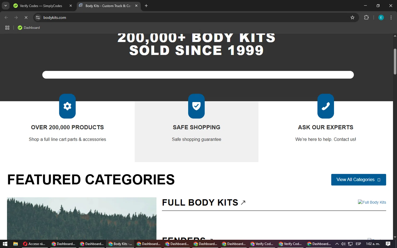 Body Kits promo code screenshot showing code HB2020 applied at Body Kits checkout page. Uploaded by SimplyCodes community member MightyFox1680 on Mar 31, 2025