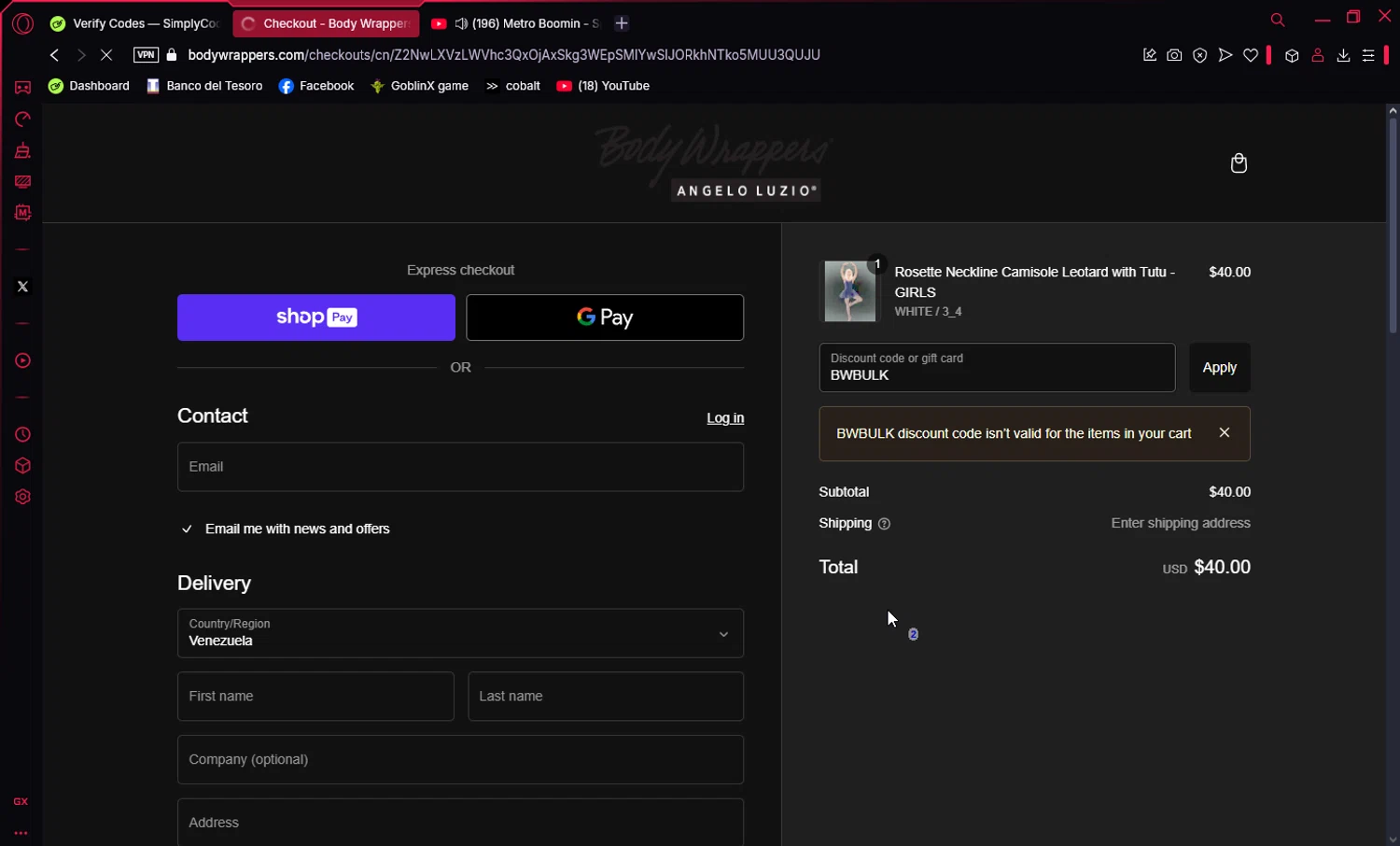 Body Wrappers discount code screenshot showing code BWBULK applied at Body Wrappers checkout page. Uploaded by SimplyCodes community member Ema007 on Jan 10, 2025